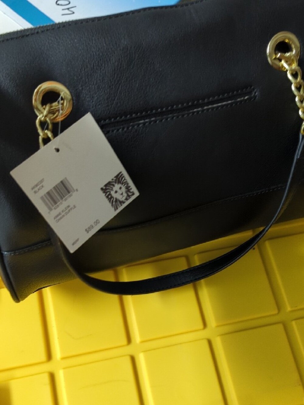 Anne Klein Black Shoulder Tote with Gold Chain Hardware - Picture 2 of 4